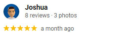 Five Star Google review by joshua